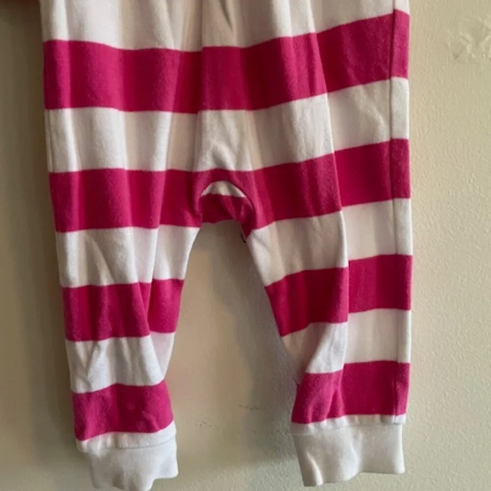 RALPH LAUREN Coverall Romper Long Sleeve Pink White Stripe 9 Mos